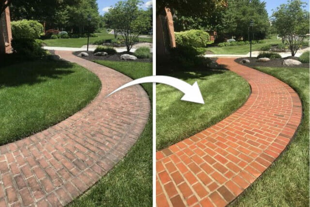 Before and after outdoor cleaning result